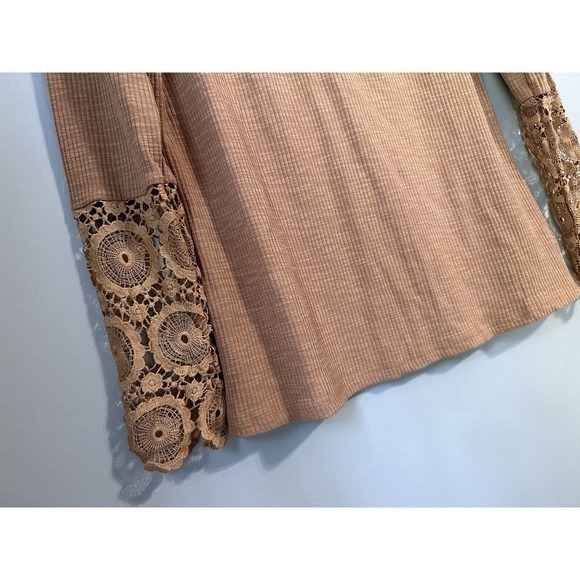 Miselon Womens Long Sleeve Henley Shirt V Neck Lace Button Top Ribbed Knit Large - Picture 3 of 10